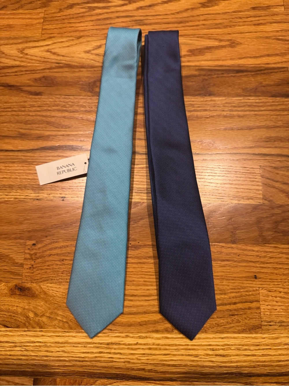 Banana Republic Men's Tie Bundle, One NWT, Teal and Navy